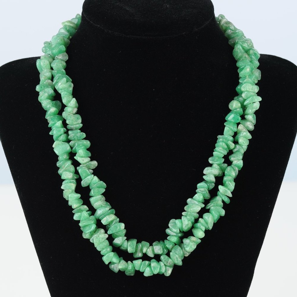 Green Aventurine Chip Long Necklaces - Choice of 3
